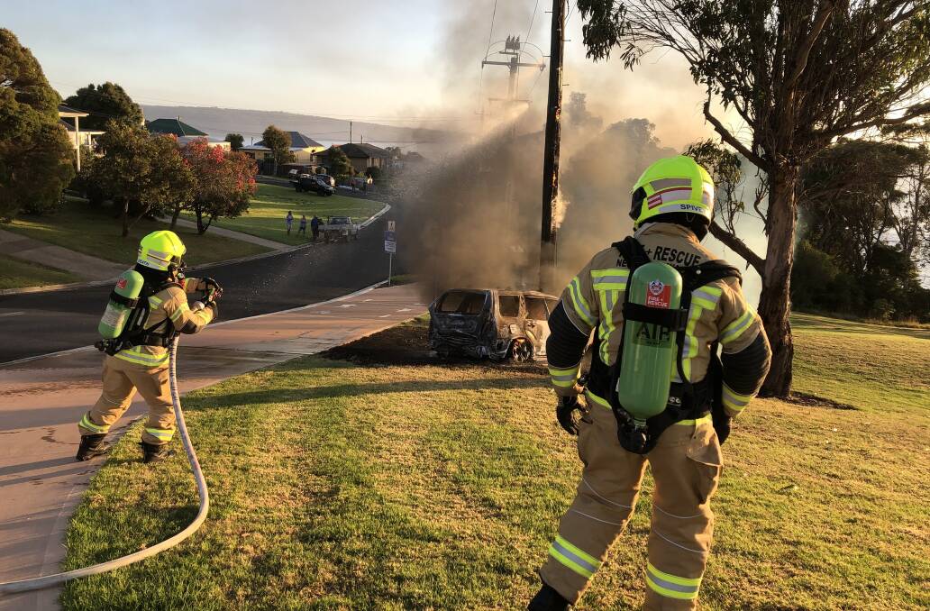 If a firefighter had attempted to extinguish the fire with a jet of water, they would have been electrocuted. Picture supplied by Fire and Rescue NSW Station 286 Eden. 