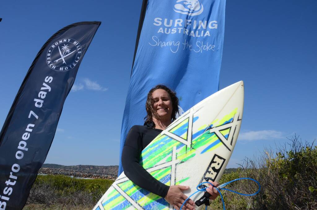 This is the second year in a row that Lauren Poor has won the Over 35 Women's division at the Australian Shortboard Titles. Picture by Emily Walker