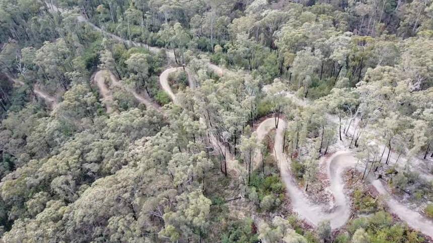 A drone shot of the Narooma Mountain Bike hub area that will have a mix of flow, jump and cross-country trails. Picture supplied.