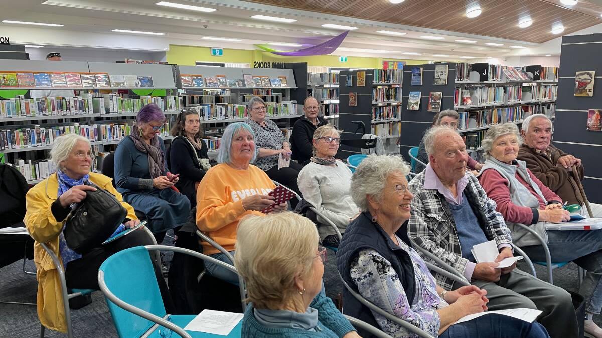 The talk on Narooma's early European settlement at Narooma Library was well attended. Picture by Marion Williams