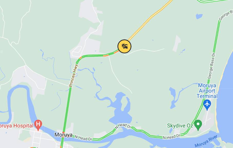 A 25-year-old man has died following a single-car crash on the Princes Highway, north of Moruya. Picture via Transport NSW