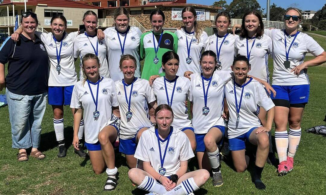 The under 18 women's Eurobodalla rep team, coached by Rachel Dunne, outsmarted other Southern Branch football teams to become the 2023 champions. Picture via Soutehrn Branch FNSW/Facebook