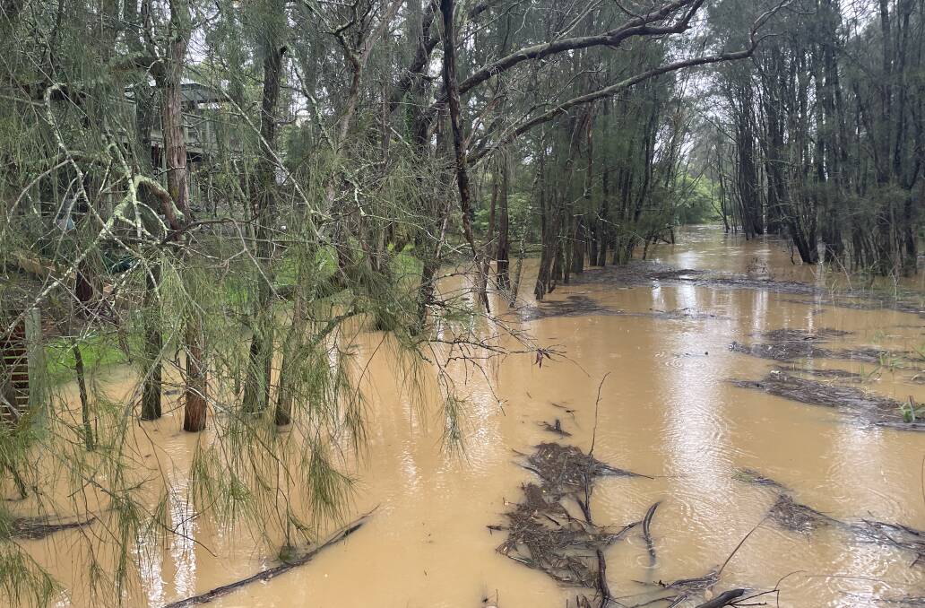Reedy Creek in Malua Bay was surging at about 9am on Wednesday, November 29 after a night of heavy rainfall.