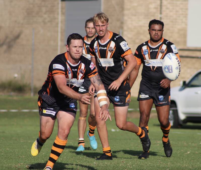 Jake Hawkins on the left, playing for Batemans Bay Tigers. Picture by Mick Rowley
