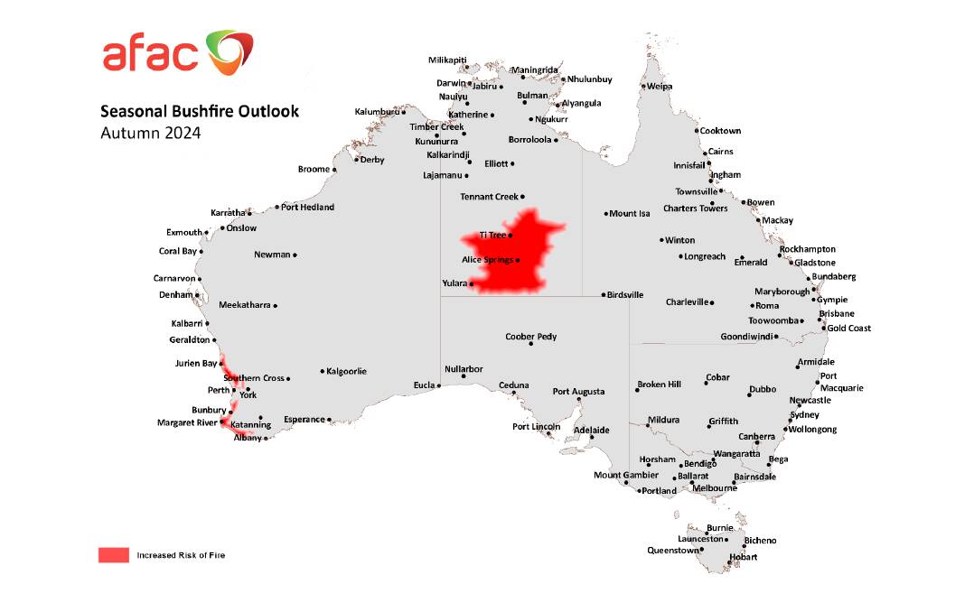 AFAC have release the national seasonal bushfire outlook report for autumn, with increased risk across central Australia. Picture supplied