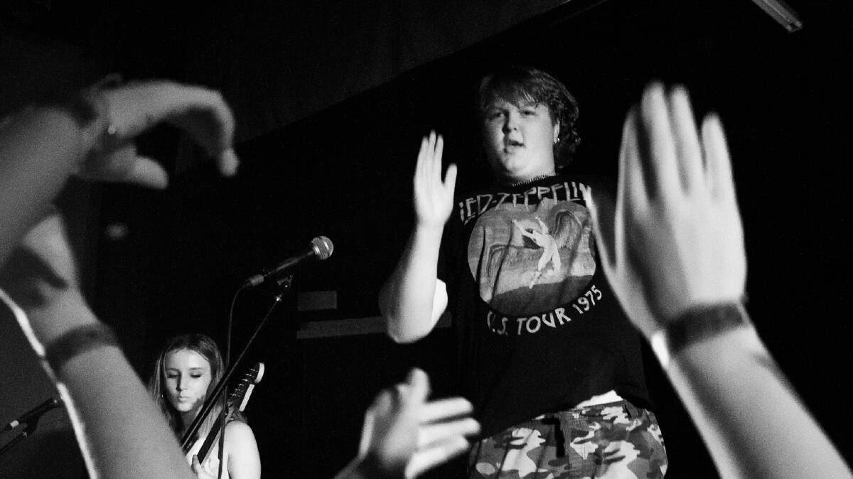 Lennox and Izzy carve it up at Currents Battle of the Bands. Picture by Kat Patton.