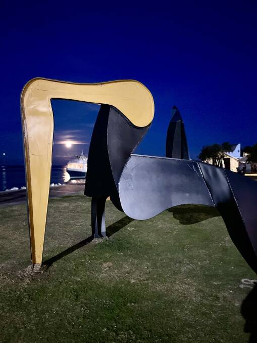 'The Past is Just Behind' by Ingrid Morley will become a permanent feature of the Batemans Bay foreshore. Picture by Vic Silk.