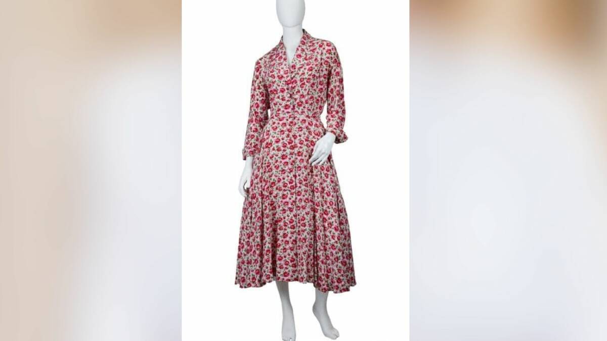 Catherine Walker's pink floral dress. PIcture by Julien's Auctions