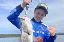 Fernando from Bowral proudly shows off his first-ever catch, a beautiful jewfish! Picture supplied