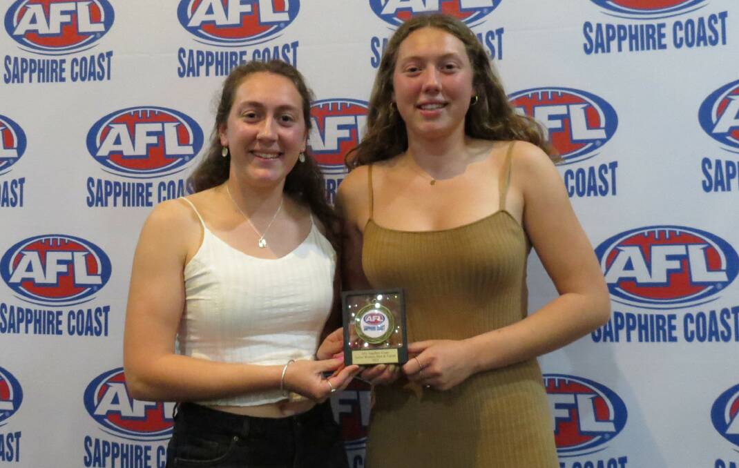 Joint winners of the 2023 AFL Sapphire Coast women's best and fairest award Indiana and Cleo Cook, from the Tathra Sea Eagles. Picture supplied