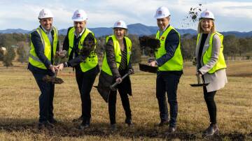 Turning the first sod on the Eurobodalla Regional Hospital site at Moruya. Picture supplied