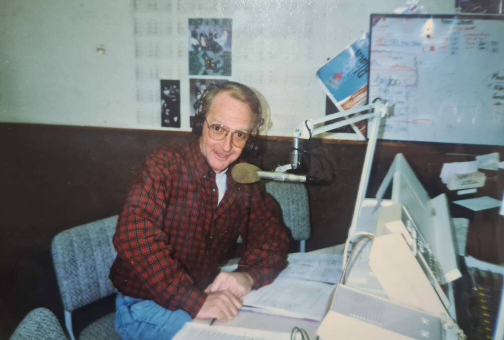 John Blackman has been described a one of the best ad lib men in the business. He's pictured at radio station 2GN in the 1990s. Picture supplied.