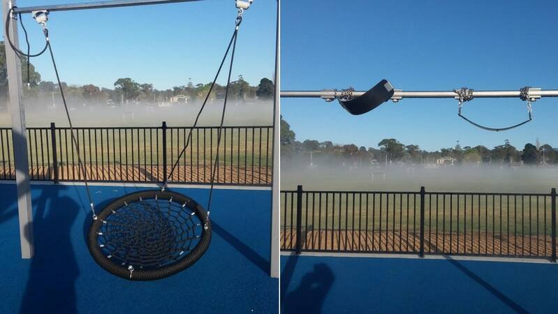 DISAPPOINTING: Vandals have shocked the community after damaging new equipment at Moruya's Gundary Oval playground. Photo: Eurobodalla Shire Council.