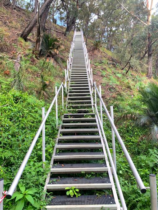 Stairs that lead down to Maloneys Beach, the southern end of the 34-kilometre Murramarang South Coast Walk. Picture by Tim the Yowie Man