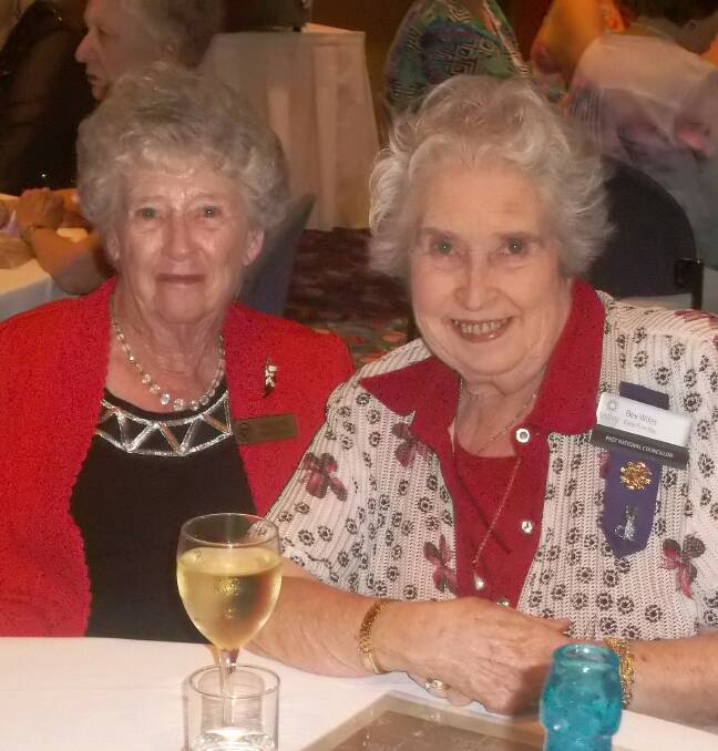 Getting together: Dorothy Randall and Bev Wiles at the Clyde River Day VIEW Club's December meeting. VIEW stands for Voice, Interests and Education of Women. 