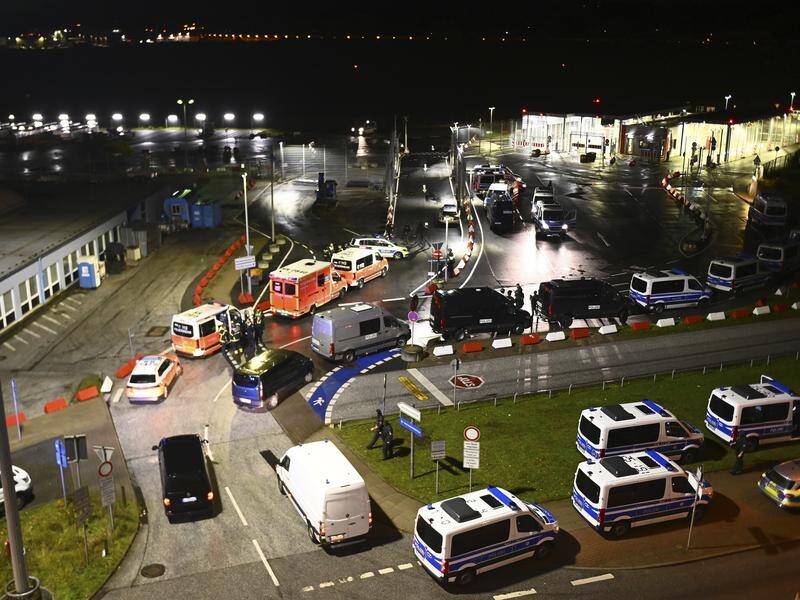 Hamburg airport was shut down after an armed man drove a vehicle through a security gate. (AP PHOTO)