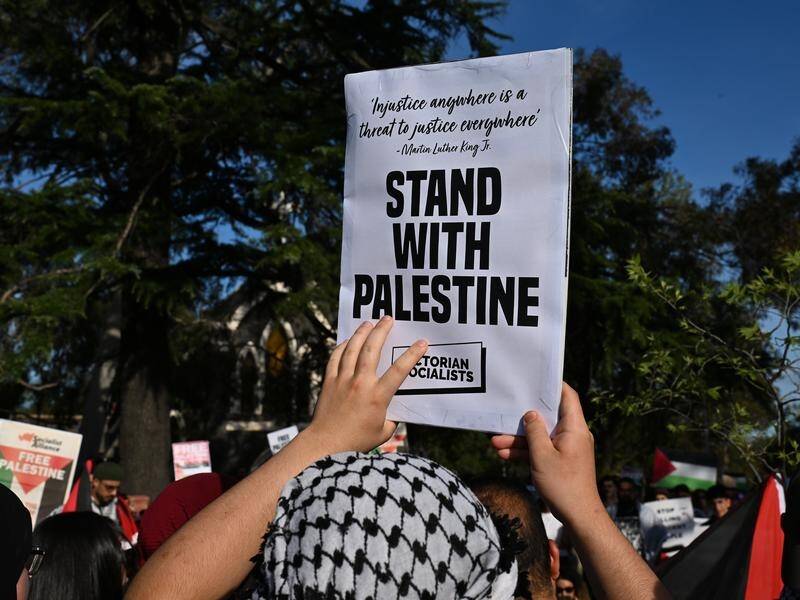 Further rallies in support of Palestine have been planned in Melbourne on Sunday. (James Ross/AAP PHOTOS)